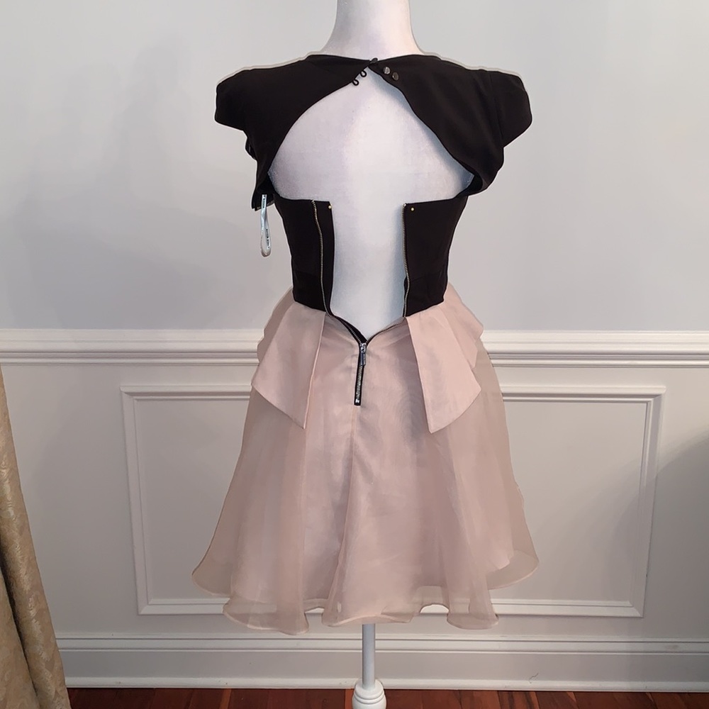 Karen Millen Organza Black & Champagne Dress Size 4 - Picture 3 of 5
